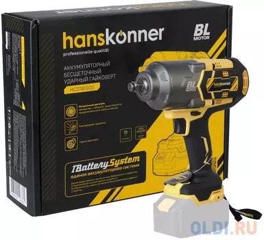 Hanskonner Аккумуляторный ударный гайковерт 1BatterySystem HCD18100S