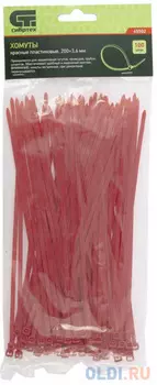 Хомуты, 200 * 3,6 мм, пластиковые, красные, 100 шт.// Сибртех