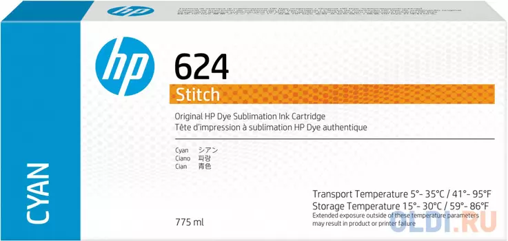 HP 624 775ml Cyan Stitch Ink Crtg