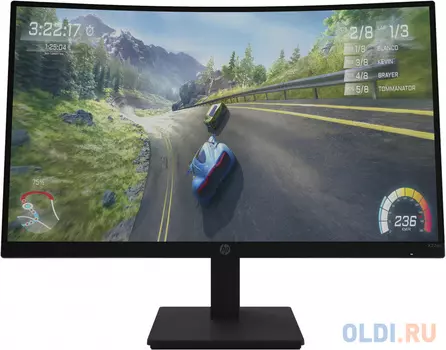 HP X27c LED Curved Gaming Monitor 1920x1080 FHD, VA, 16:9, 350 cd/m2, 3000:1, 1ms, 178°/178°, 165 Hz, HDMI, DP, height, tilt, AMD FreeSync Premium, Bl