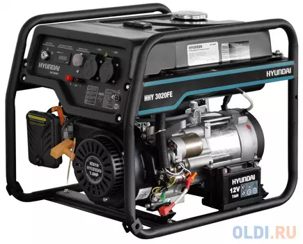 HYUNDAI [HHY 3020FE] Генератор бензиновый { Запуск ручной/электро, 3,1 кВт/ nom 2,8кВт, 230В/50Гц, IC210, 4-х такт, 7,0 л.с., 208 см3, Вес 49 кг }