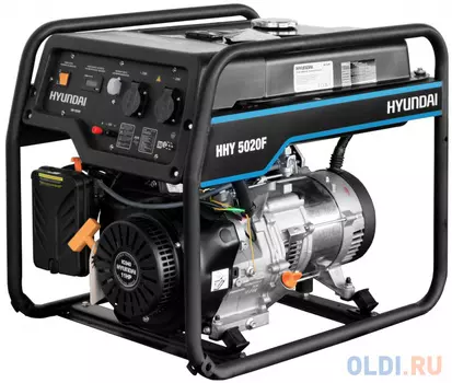 HYUNDAI [HHY 5020F] Генератор бензиновый { Запуск ручной, HYUNDAI IC340, 4-х такт, 11 л.с., 340 см3, 230В/50Гц, 4,5 кВт/nom 4,0кВт, Вес 69,5 кг }