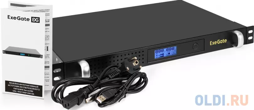 ИБП ExeGate 1U ServerRM UNL-650.LCD.AVR.4C13.RJ.USB.1U 