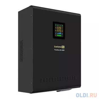 ИБП (инвертор, синус, для котла, настенный) ExeGate FineSine SX-3000.LCD.AVR.2SH.T <3000VA/2100W, чистая синусоида, цветной LCD-дисплей, AVR, 2*Sch