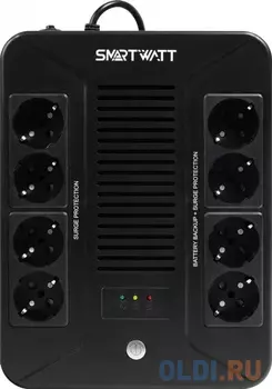 ИБП SMARTWATT UPS SAFE PRO 1000 Line-interactive 1000VA/600W Brick (Euro x8, LED, 275x210x95(мм), 6,2 кг, гарантия 24мес