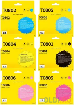 IC-ET0807 Комплект картриджей T2 для Epson T0807/T079A: черный, голубой, пурпурный, желтый, светло-голубой, светло-пурпурный