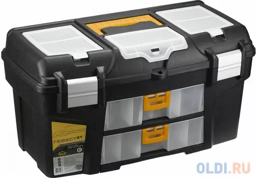 IDEA Ящик для инструментов ГЕФЕСТ 21 металл замки (с двумя консолями и секциями) черный с желтым М 2941 черный с желтым