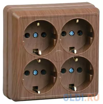 Iek ERO41-K04-16-DC РС24-3-ОД Розетка 4местн. с з/к 16А откр.уст. ОКТАВА (дуб)