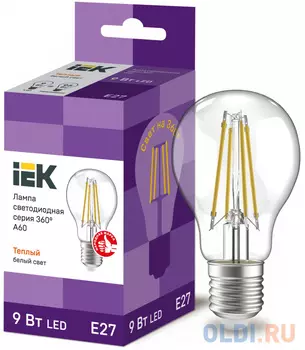 Iek LLF-A60-11-230-40-E27-CL Лампа LED A60 шар прозр. 11Вт 230В 4000К E27 серия 360°