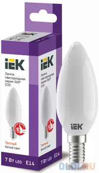 Iek LLF-C35-7-230-30-E14-FR Лампа LED C35 свеча матов. 7Вт 230В 3000К E14 серия 360°