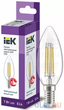 Iek LLF-C35-7-230-40-E14-CL Лампа LED C35 свеча прозр. 7Вт 230В 4000К E14 серия 360°