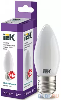 Iek LLF-C35-7-230-40-E27-FR Лампа LED C35 свеча матов. 7Вт 230В 4000К E27 серия 360°