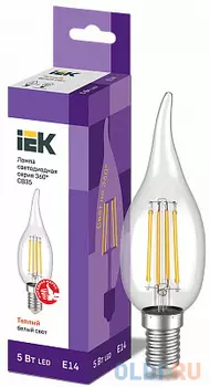 Iek LLF-CB35-5-230-30-E14-CL Лампа LED СВ35 св.н/ветру 5Вт 230В 3000К E14 серия 360°