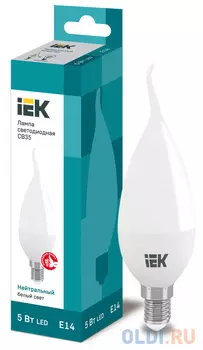 Iek LLF-CB35-5-230-40-E14-CL Лампа LED СВ35 св.н/ветру 5Вт 230В 4000К E14 серия 360°
