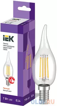 Iek LLF-CB35-7-230-30-E14-CL Лампа LED СВ35 св.н/ветру 7Вт 230В 3000К E14 серия 360°