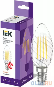 Iek LLF-CT35-5-230-30-E14-CL Лампа LED CT35 свеча вит. 5Вт 230В 3000К E14 серия 360°