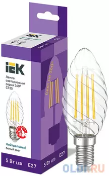 Iek LLF-CT35-5-230-40-E27-CL Лампа LED CT35 свеча вит. 5Вт 230В 4000К E27 серия 360°