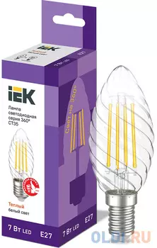 Iek LLF-CT35-7-230-30-E27-CL Лампа LED CT35 свеча вит. 7Вт 230В 3000К E27 серия 360°
