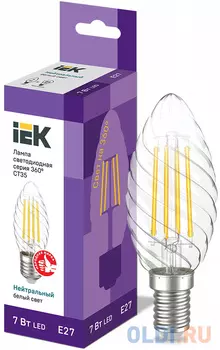 Iek LLF-CT35-7-230-40-E27-CL Лампа LED CT35 свеча вит. 7Вт 230В 4000К E27 серия 360°