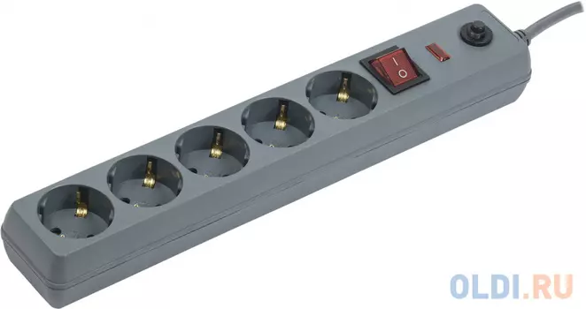Iek WFP10-16-05-05-ZK-K03 Сетевой фильтр СФ-05К-выкл. 16А 5 мест 5м 3х1мм2 серый