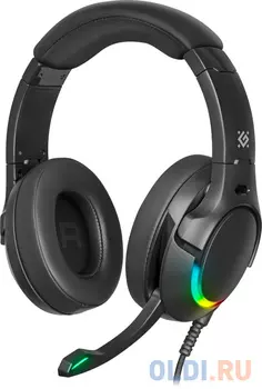 Игровая гарнитура DEFENDER GALAXY PRO черная (7.1, 50 мм, USB, RGB подсветка)