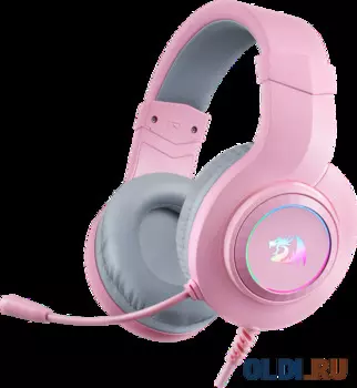 Игровая гарнитура REDRAGON HYLAS розовая (2 x 3,5-мм джек, USB, 50 мм, RGB подсветка)