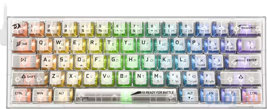 Игровая клавиатура REDRAGON FIZZ прозрачно-белая (USB, Redragon+ICE, 61 кл., RGB подсветка)