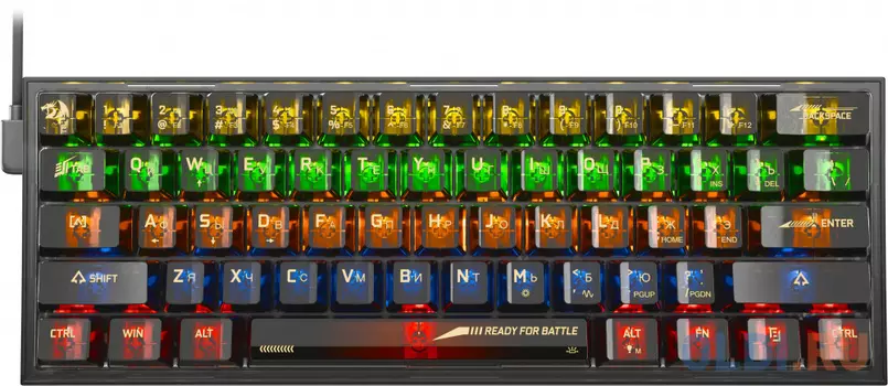 Игровая клавиатура REDRAGON FIZZ прозрачно-чёрная (USB, Redragon+ICE, 61 кл., RGB подсветка)