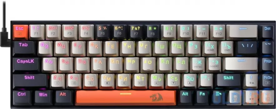Игровая клавиатура REDRAGON RYZE чёрная (USB, OUTEMU RED, 68 кл., LED подсветка)