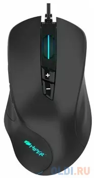 Игровая мышь HIPER RAVEN чёрная (USB, 7 кнопок, 5000 dpi, PAW3519, подсветка 7 цветов)