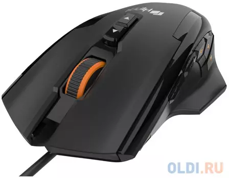 Игровая мышь HIPER SOLATRIS чёрная (USB, 12 кнопок, 10800 dpi, PMW3366, OMRON, RGB подсветка, регулировка веса)