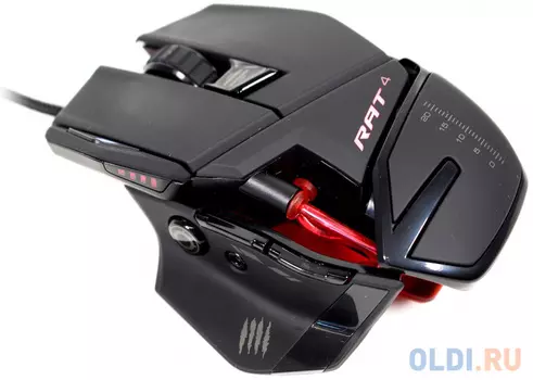 Игровая мышь Mad Catz R.A.T. 4+ чёрная (PMW3330, USB, 9 кнопок, 7200 dpi, красная подсветка)