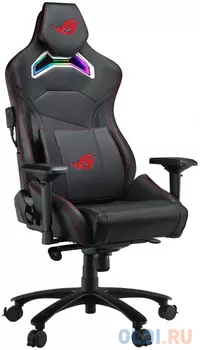 Игровое кресло Asus ROG Chariot чёрное (RGB подсветка, искусственная кожа, сталь, аллюминий, газпатрон 4 кл, ролики 60 мм, механизм качания, 90GC00E0-MSG010)