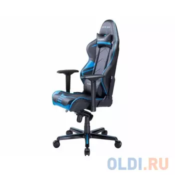 Игровое кресло DXRacer Racing чёрно-синее (OH/RV131/NB, кожа-PU, регулируемый угол наклона, механизм качания)