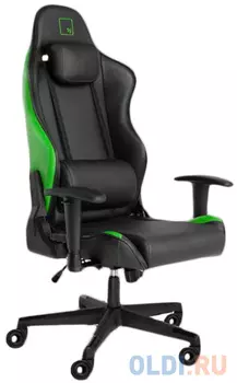 Игровое кресло WARP BGN чёрно-салатовое (экокожа, алькантара, регулируемый угол наклона, механизм качания)