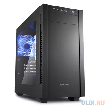 Игровой корпус Sharkoon S1000 window чёрный (Micro-ATX, сталь, акрилл, fan 1x120 мм + 1x120 мм, 2xUSB 3.0, audio)