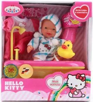 Игровой набор Карапуз Hello Kitty в ванночке с аксессуарами 10 см U536-Н43012