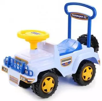 ИГРУШКА АВТОМОБИЛЬ-КАТАЛКА "ПОЛИЦИЯ" МУЗЫКАЛЬНЫЙ РУЛЬ в кор.1шт