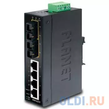 IP30 Slim Type 4-Port Industrial Ethernet Switch + 2-Port 100Base-FX(15KM) (-40 - 75 C)