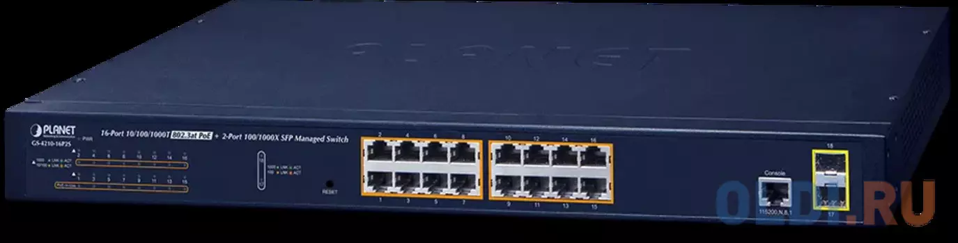 IPv6/IPv4, 16-Port Managed 802.3at POE+ Gigabit Ethernet Switch + 2-Port 100/1000X SFP (220W)