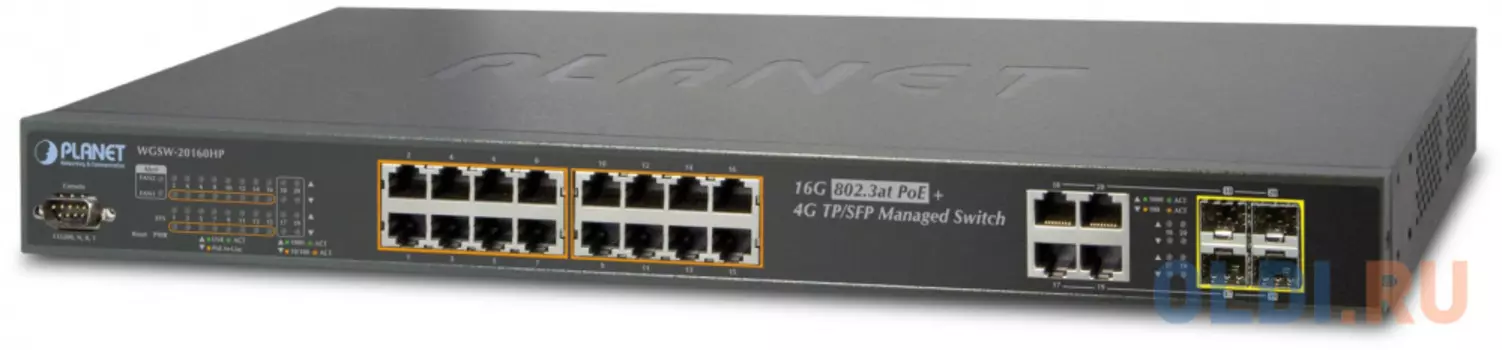 IPv6 Managed 16-Port 802.3at PoE Gigabit Ethernet Switch + 4-Port SFP (230W)