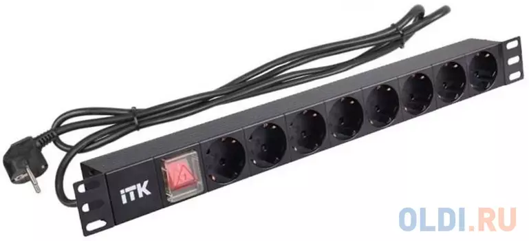 ITK PH12-8D1 PDU 8 розеток нем. ст, с LED выкл,1U, шнур 2м вилка нем. ст PH12-8D1