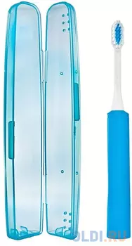 Электрическая звуковая ионная зубная щетка с футляром. Чистит без зубной пасты. Синяя.