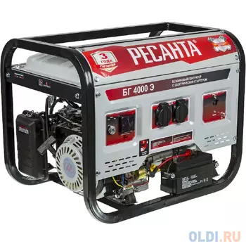Электрогенератор РЕСАНТА БГ 4000 Э (64/1/52) 3 кВт, 7 л.с., 163 см3, 220 В