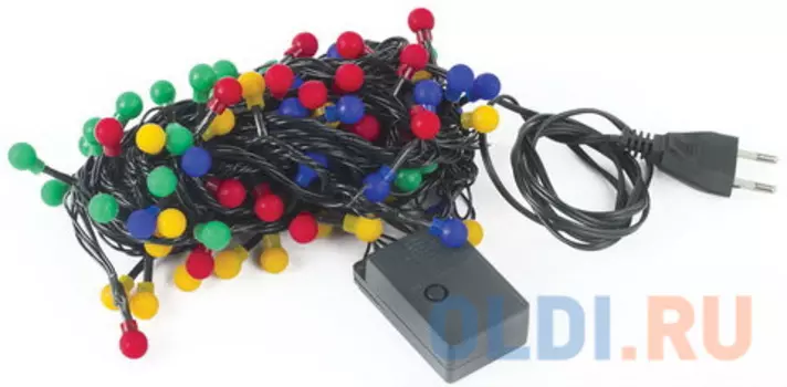 Электрогирлянда светодиодная ЗОЛОТАЯ СКАЗКА "Шарики", 100 ламп, 10 м, многоцветная, контроллер, 591102