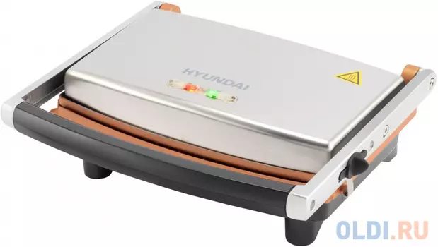 Электрогриль Hyundai HYG-1072 серебристый чёрный
