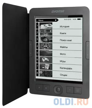 Электронная книга Digma E656 Cover 6" E-Ink Carta 800x600 600MHz/4Gb/microSDHC темно-серый (в компл.