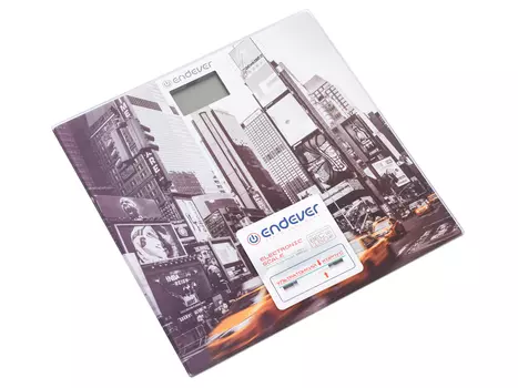 Электронные напольные весы Endever Aurora-558, рисунок Желтое Такси материал закаленное стекло, максимальный вес 150 кг, включение одним нажатием