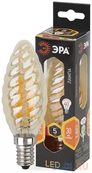 ЭРА Б0027941 Светодиодная лампа свеча витая золотая F-LED BTW-5w-827-E14 gold