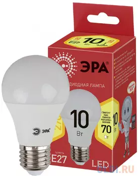 ЭРА Б0028006 ECO LED A60-10W-827-E27 Лампа ЭРА (диод, груша, 10Вт, тепл, E27)